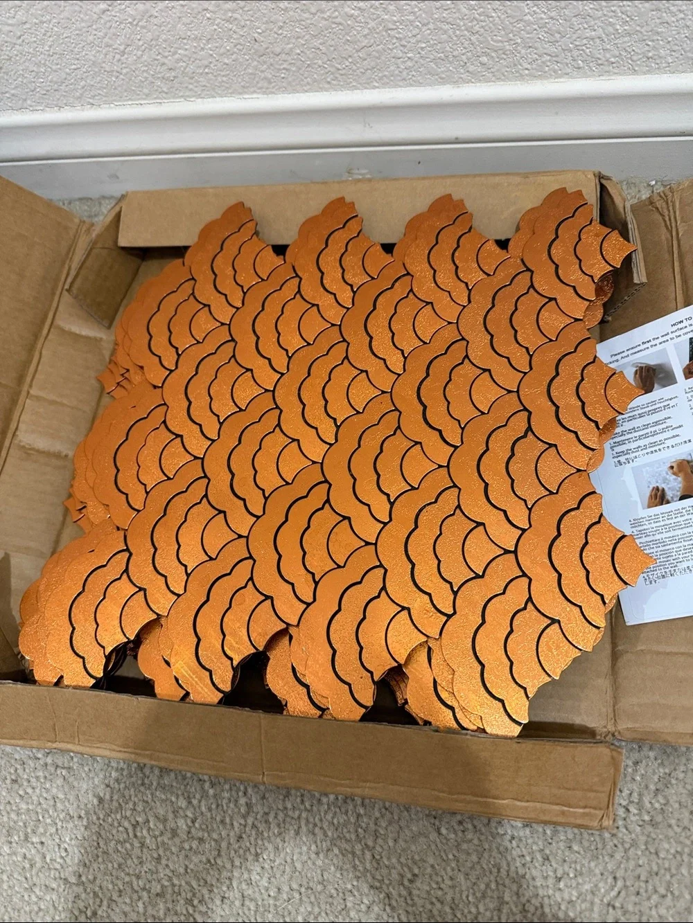 Decorative Metallic Orange Scalloped Tile Accent Mat - Home Accents 6 boxes -10